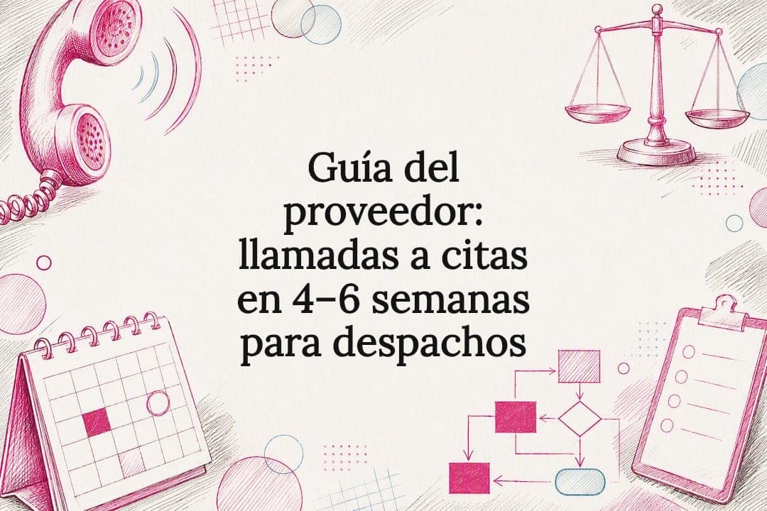 Guía del proveedor: llamadas a citas en 4–6 semanas para despachos
